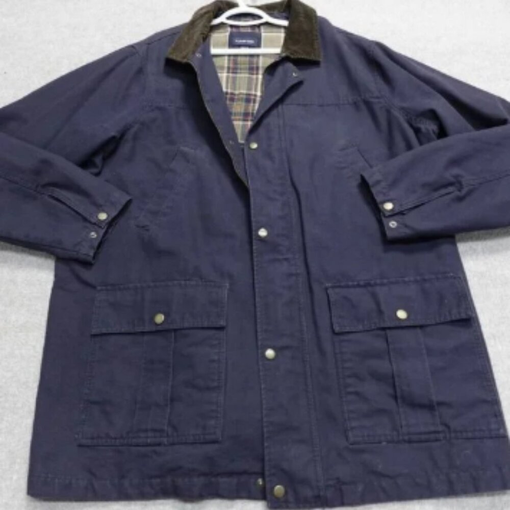 Lands' End Jacket 2XLT Tall Blue Cotton Barn Chore Coat Lined